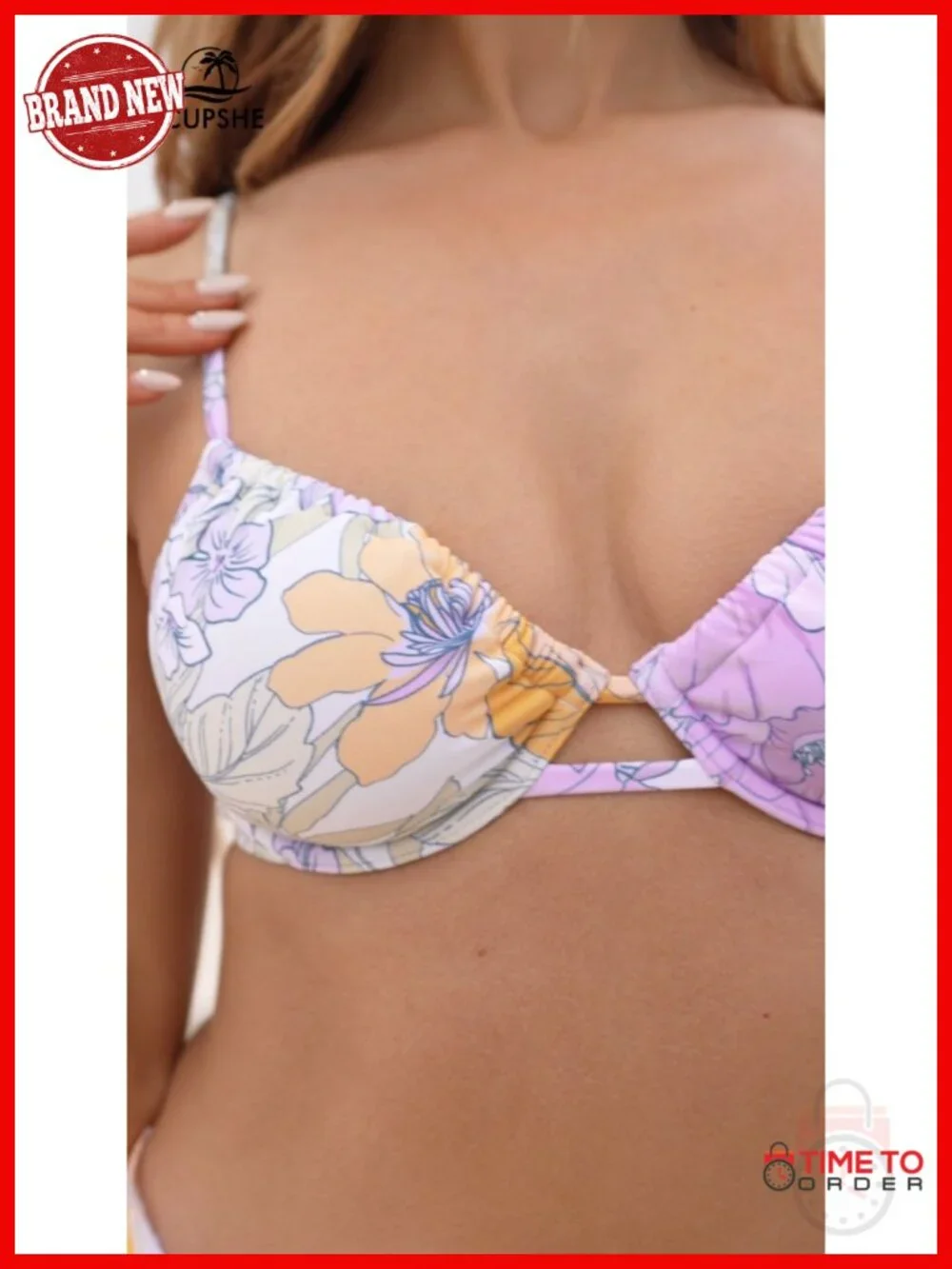 Triangle Bikini Set High Waisted Cheeky Bottom Adjustable Straps Underwire